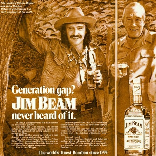 jim beam'in “genci yaşlısı, herkeş bu mereti içiyor” temalı reklam girişimi. #johnhuston