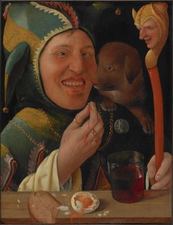kundst: mosertone: Marx Reichlich - The Jester. 1519 - 1520 Marx Reichlich (At 1460-1520) The Jester (c 1519) Hardly to believe this painting is not painted in the 20th cent.  