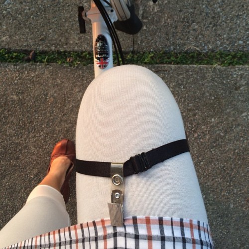 instabicycle:  Via @cynspiration: Testing #bicycle skirt garter refashioned from old bra strap and s