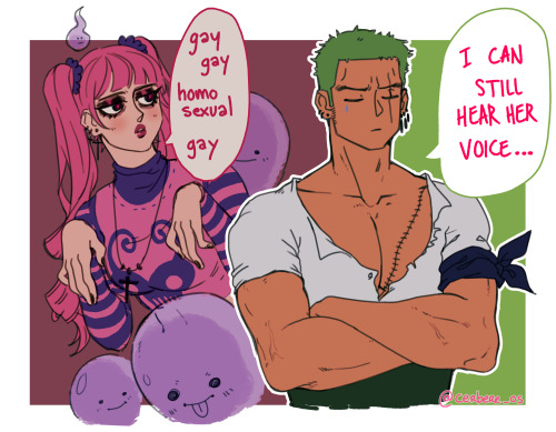 cerberesitter98:(perona on zoro’s last day before the meet up on sabaody archipelago) : do a little 