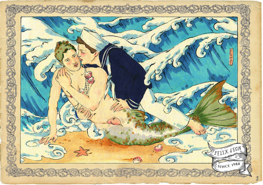 Mermen and sailors. A favorite theme. A few paintings of love in the waves. Available as prints in my Etsy shop.