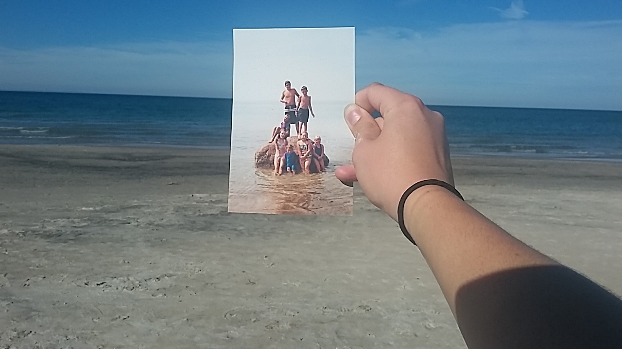 Dear Photograph,
Looking back to our childhood here I am with my brothers and cousins on the Red Rock. We spent every summer playing on the beach surrounded by family. Today the Red Rock is buried in sand.
Lots of love from Deanlea Beach, Ontario,...