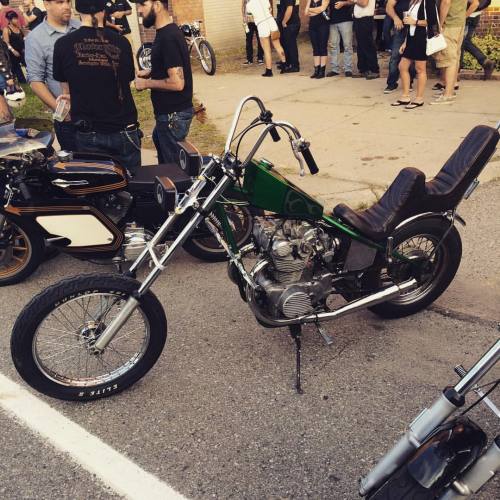 It’s a small world folks, Mattie P’s bike right here! #thebarbarian #chopper #bobber #oi