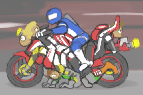 Quickly sketched this today. Human motorbike made of actual bikers instead of naked women. And it ac