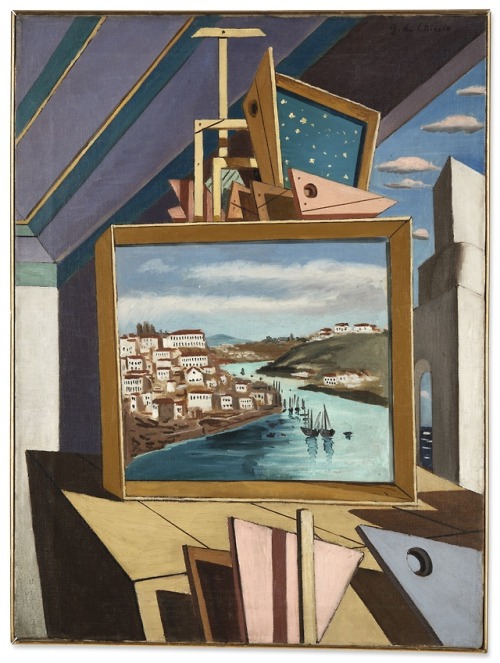 thunderstruck9:Giorgio de Chirico (Italian, 1888-1978), Intérieur métaphysique, c.1925. Oil on canvas, 80.5 x 60.4 cm.