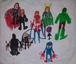 daily-superheroes:  Some pretty awesome art by a coworker’s kid.http://daily-superheroes.tumblr.com/
