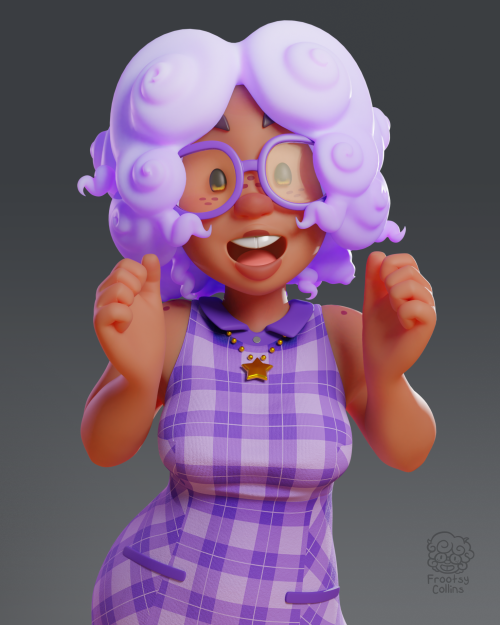 The 3D version of Simone in the cute little dress I usually draw her in!