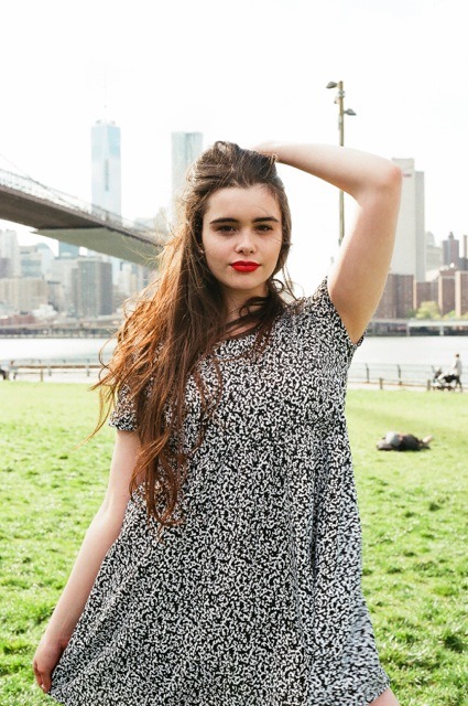 americanapparel:  Diana and Barbara wear NDP Winie Print Rayon Babydoll Dress and NDP Pia Print T-Shirt Romper and NDP Simy Orange Print Throw. May 2014.