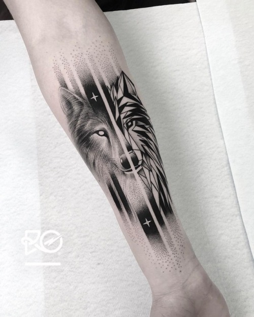 By RO. Robert Pavez • Real &amp; Geometric Wolf • Done in @zoitattoosthlm 2018 • 