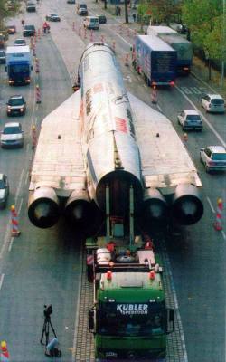 rhubarbes:  Tu-144 cccp-77112 being transported to Auto &amp; Technik Museum in Sinsheim via The Vault of the Atomic Space Age 