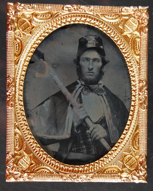 revoltedstates:Ambrotype of a Wide Awake, ca 1860. Source.