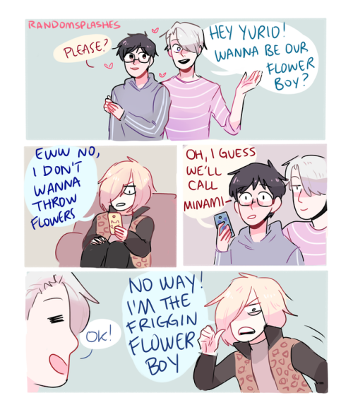 randomsplashes: consider this: yurio acts like he hates being a flower boy but deadass will fight whoever takes that job away from him lmao    (insp by this ask) (redbubble!)