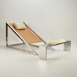 chaaairsss: Mies Chair &amp; Ottoman, Archizoom AssociatI    PoltronovaItaly, 1969chrome-plated steel, rubber, cowhide 29 w × 51 d × 30½ h in 74 × 130 × 77 cm   