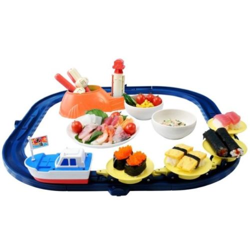 This fun toy set lets children experience conveyer belt sushi for the first time in the comfort of t