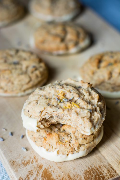 Vegan White Chocolate Bottom Lemon Lavender Poppy Seed Cookie