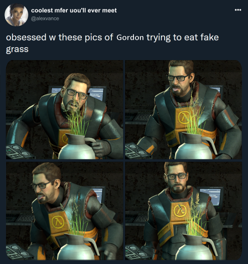 gearbroth:twitter funnie remake hungry man tries to eat grass, feels betrayed upon discovering its f