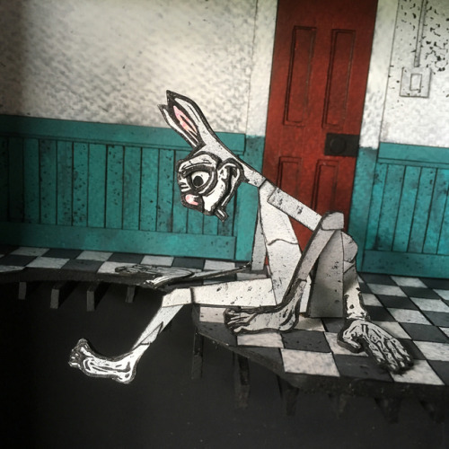 Started this new diorama using only paper. #workinprogress #wip #bizarre_bunny #zoesutton #bizarrear