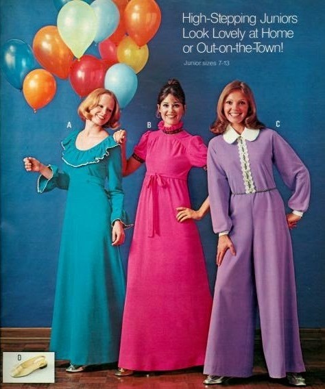 Karen Bruun, Colleen Corby and Kay Campbell photographed for JCPenney Christmas catalog, 1970s. (x)