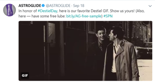 timetraveldean: I have no idea who runs the Astroglide twitter account but honestly, they’re m