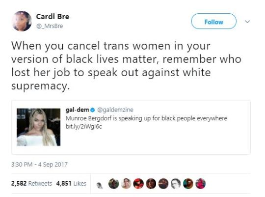 the-real-eye-to-see: L’Oréal Paris has dropped its first transgender model from a campaign after she faced criticism for remarks about institutional racism. The beauty brand said Friday on Twitter that the comments made by Munroe Bergdorf were “at