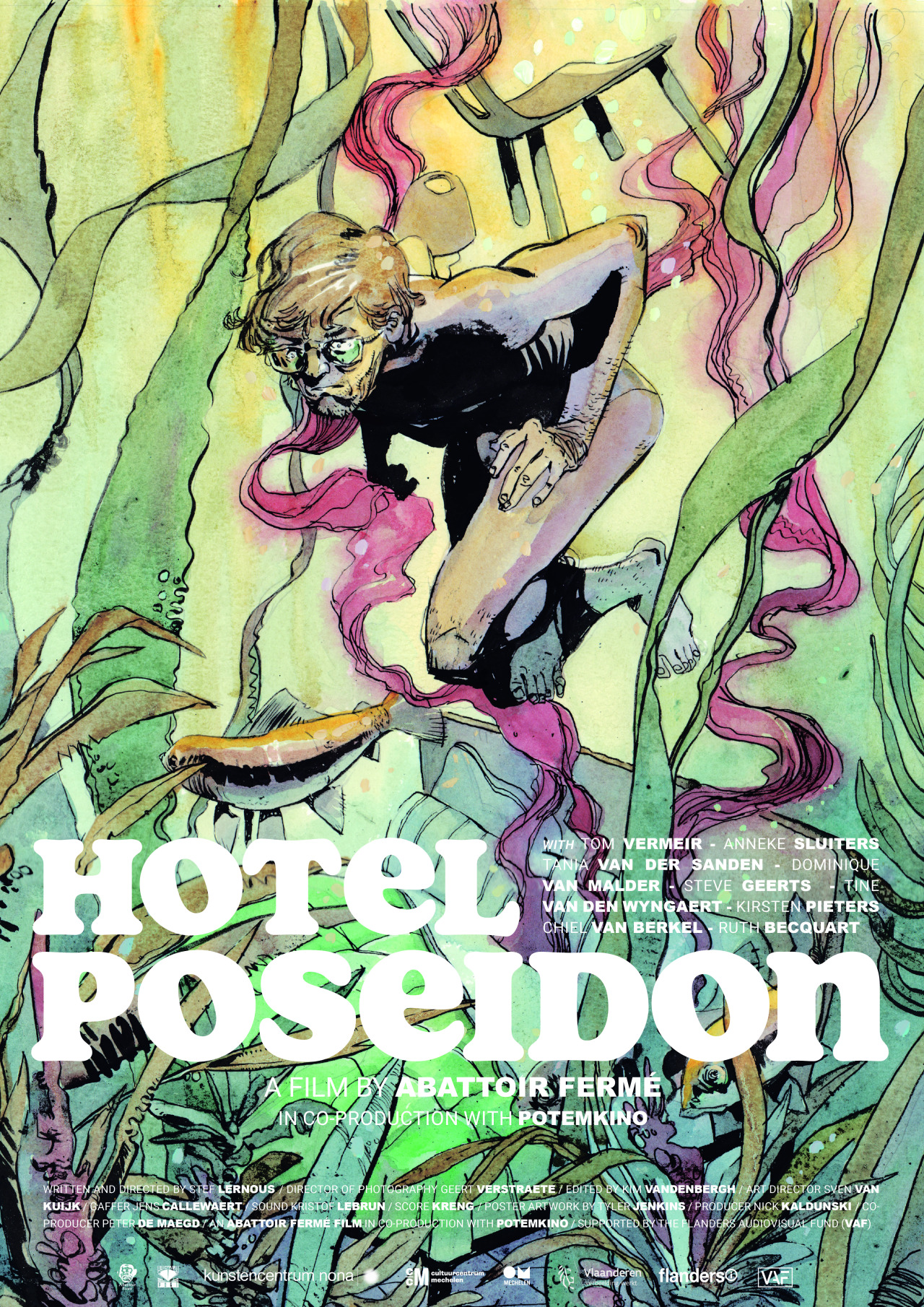 Poster for “Hotel Poseidon”.
Artwork by Tyler Jenkins.
Lay-out design by Ann Vangenechten.