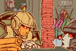 shibara:  Because @bibliotecaria-d won a silly little contest and claimed as a prize this image made with transformers:   And since jenga is pretty much canon, Scavvies it is ’ u ‘/ 