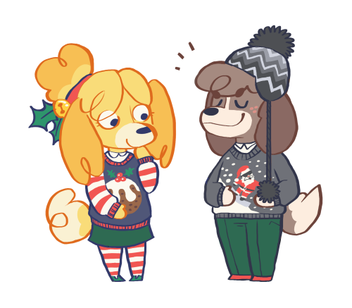 descending-bear: work has cute christmas sweaters, and new leaf has cute dogs to wear them. it’s a g