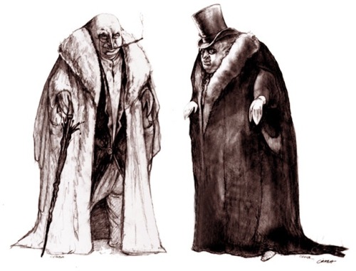 talesfromweirdland:Concept art for Oswald Cobblepot–aka The Penguin–from Batman Returns 