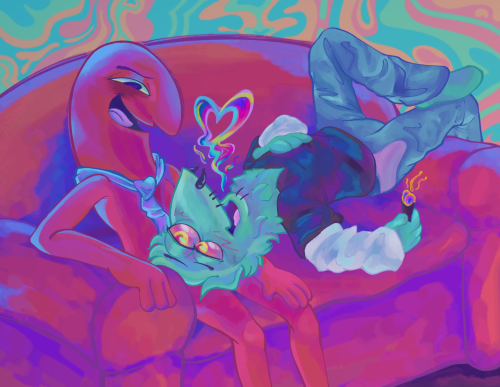 Zeke Takes Up Two-thirds Of The Couch And Walls Explodes Into Silly Swirly Colors