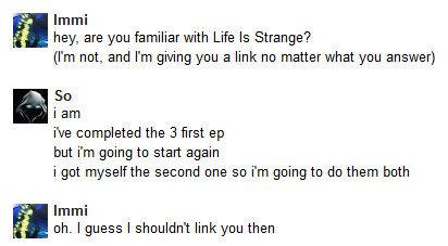 The title of this post is pretty inaccurate. There are maybe five sentences of interaction