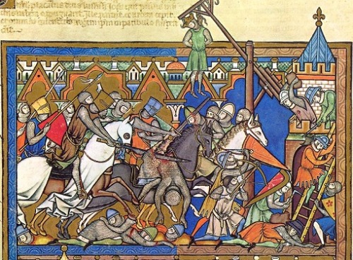 A medieval battle scene.