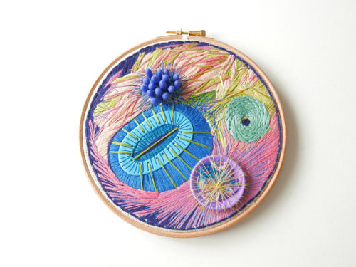 lesstalkmoreillustration:Handcrafted Mixed Media 3D Embroidery Hoops By Nibyniebo On Etsy*More Thing