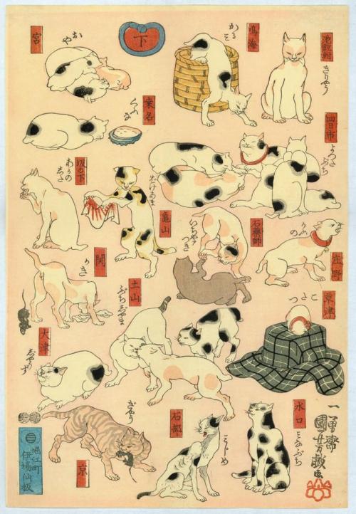 Kuniyoshi Utagawa 歌川国芳 (Japanese, 1797–1861, b. Nihonbashi, Tokyo, Japan) - Cats Suggested by the Fi