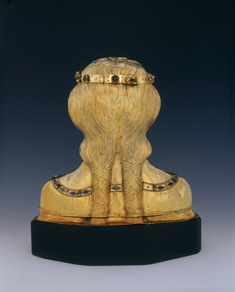 theancientwayoflife:  ~ Bust Reliquary of St. Ursula From Basel Cathedral Treasury. Place of origin: Basel (?) Date: early 14th century Medium: Silver and copper, beaten and partly gold-plated, enamel.