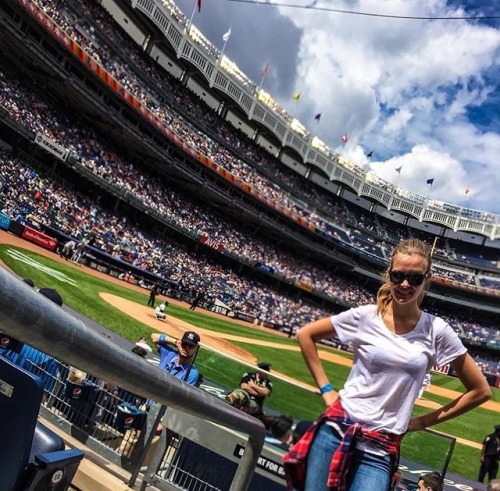 “josephineskriver: My first baseball game! Feeling real American on this holiday of yours at Y