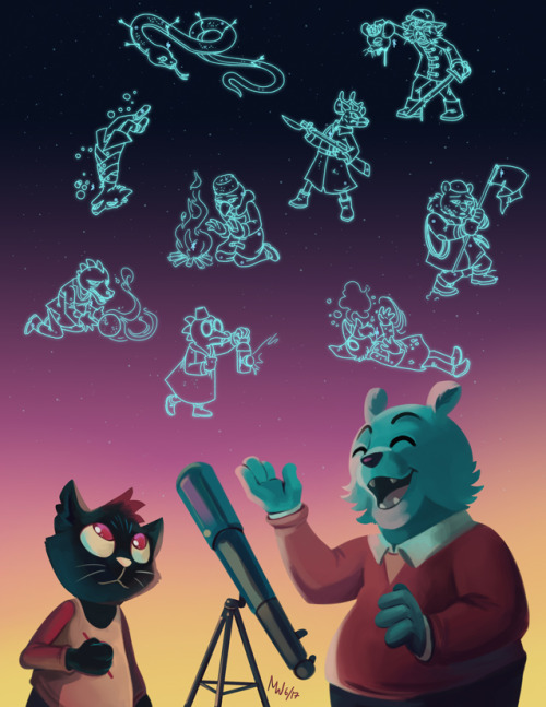 lynxgriffin: Finished replaying NITW awhile back, and finding the dusk stars is still probably my favorite sidequest in the game. I wanted to draw that, and just all the constellations!