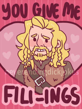 neverendingdickjokes:  Hobbit Valentines pt. I Featuring Thorin, Bilbo, Fili, Kili,