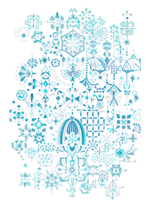雪と玻璃　Snow and glass145×100mm, Eraser prints,　yasuko aoyama  2019.9.
