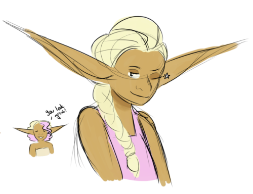 zelda-and-princess-hyrule: Taako begged let Lup braid his hair [image description: a drawing of Taak