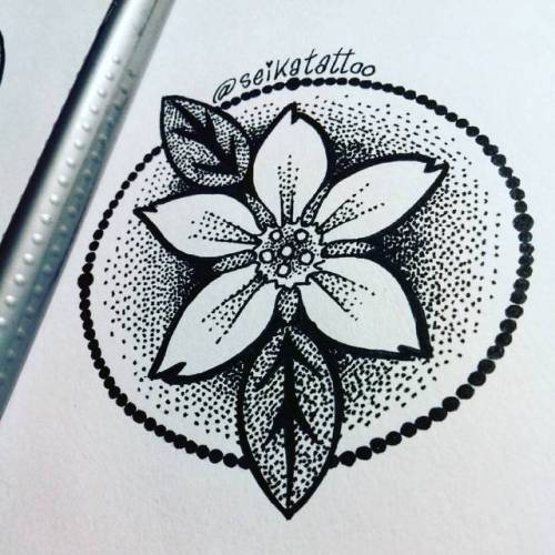 Florcita de Cerezo #tattoodesign #cherryblossom #pointillism #art #ink