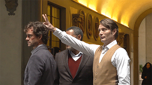 existingcharactersdiehorribly:It was a bit like a school trip. Hugh Dancy, Laurence Fishburne, and M