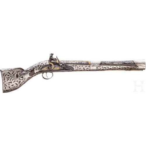 Gold inlaid silver mounted miquelet blunderbuss, Ottoman Turkish, circa 1800.from Hermann Historica