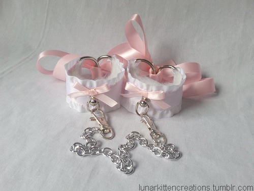 Sex lunarkittencreations: Powder Puff Cuffs (White) - pictures