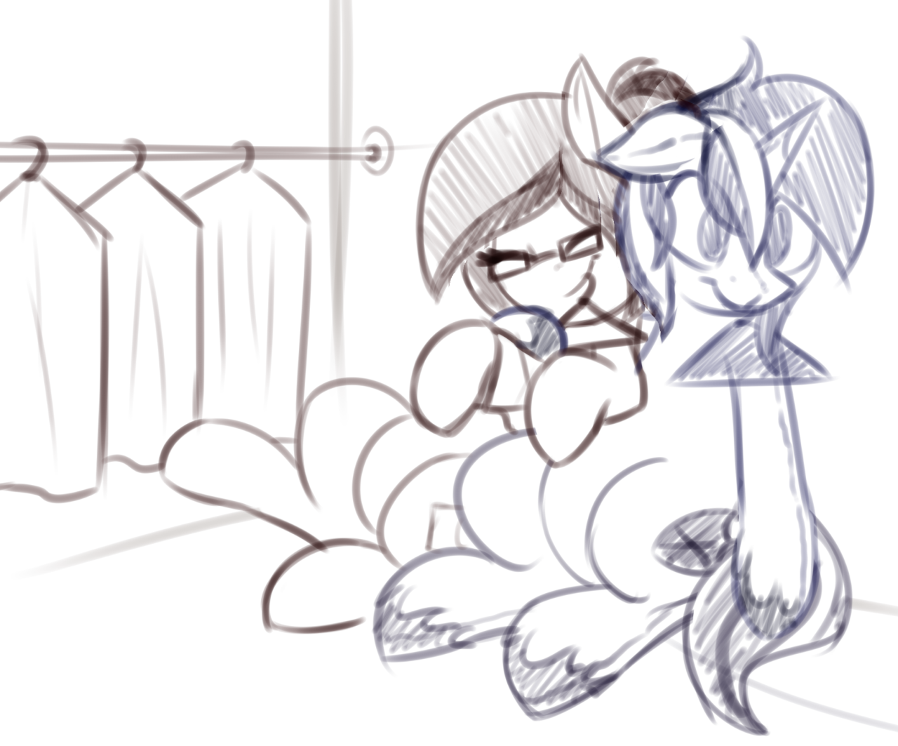 pbhorse:  great art trade with my good friend shino! melon exchanges coat hangers