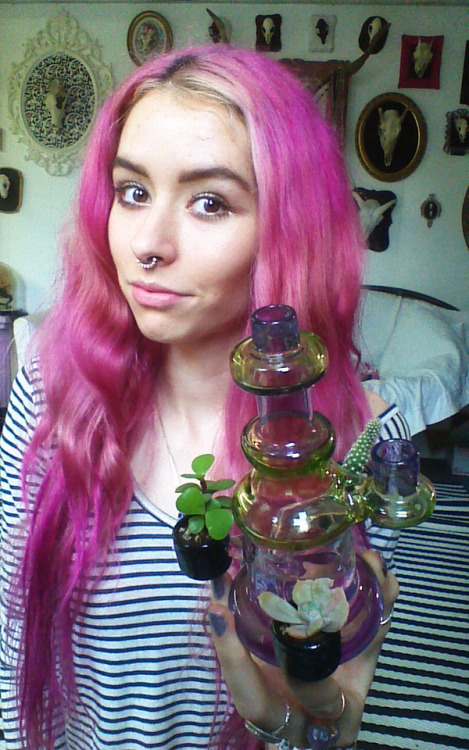 bakedlilbae:  sammyandthechamberofsecrets: cummy–eyelids:  Bae finally brought this concept to fruition after like 2 years of me trying to get him to make it! Functional dab rig with live succulent, cactus, and bonsai tree!🌵Check out my bf on IG