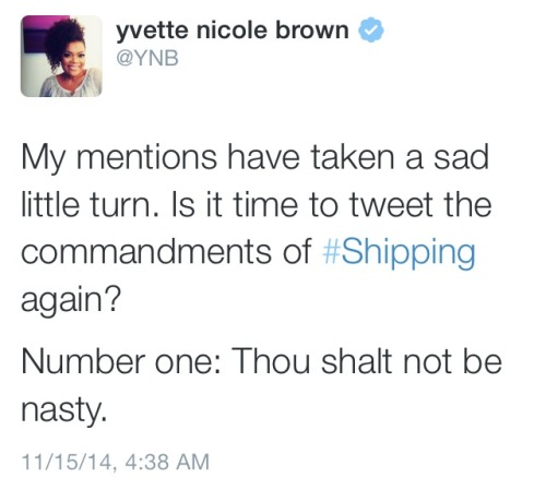 mundanemuggletribute: fluffycakesistainted: YNB calling out fandom and shipping nonsense. *all the s