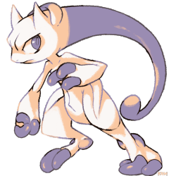 pc4sh:New Mewtwo form in the RBY sprite style.     [ Chibi Paint (Pokégraph Oekaki), 1h08min. ]    