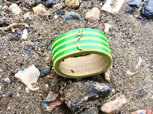 Green and yellow striped tape.