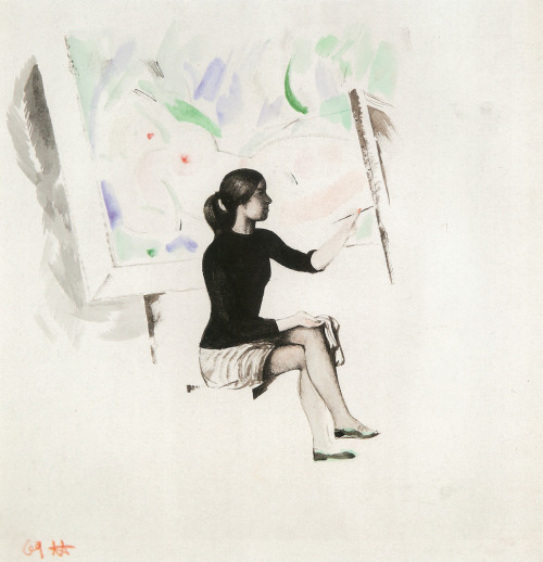 youcannottakeitwithyou:Andrey Mylnikov (Russian, 1919-2012)Vera at drawing, 1969