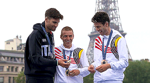 FILIPPO GANNA, REMCO EVENEPOEL & WOUT VAN AERT ‹ Paris 2024 Olympics - Cycling Road: Men's ITT ›
